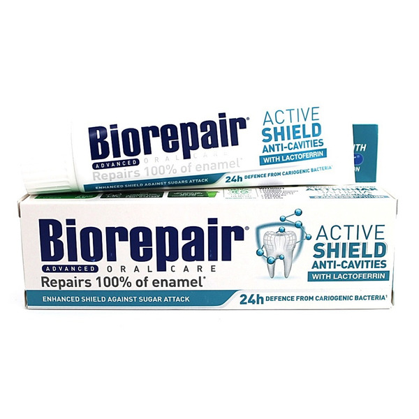 Супер шилд актив. Biorepair Active Shield. Biorepair (Биорепейр) зубная паста активная защита от кариеса. Biorepair Active Shield Anti-cavities состав. Биорипеар персик паста.